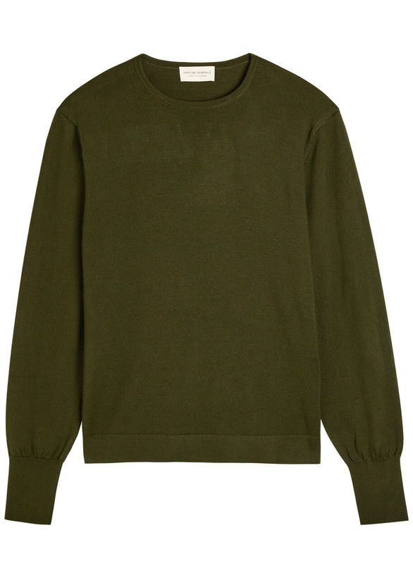 Photo: Officine Générale Knit Merino Wool Jumper Khaki