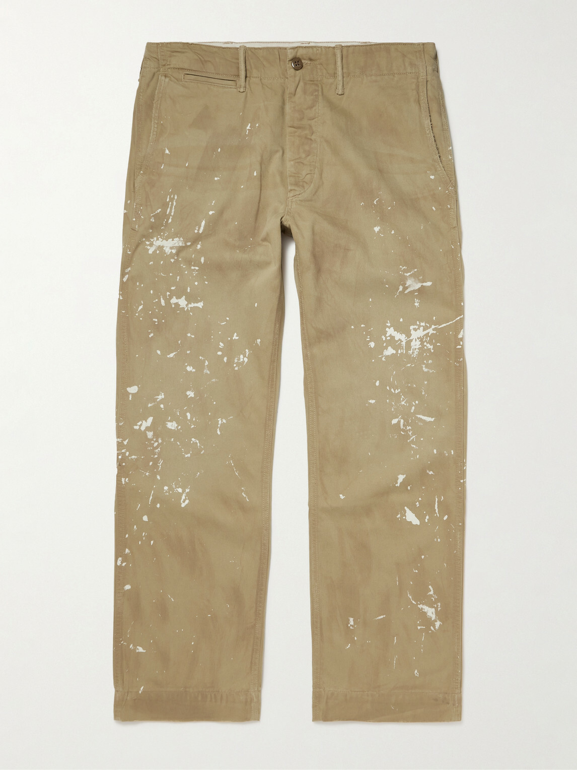 RRL - Straight-Leg Distressed Cotton-Twill Pants - Green