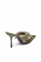 Diesel D-Ten & Half - Mules in nylon with fuzzy trim - Moccasins and Mules Womens in Green