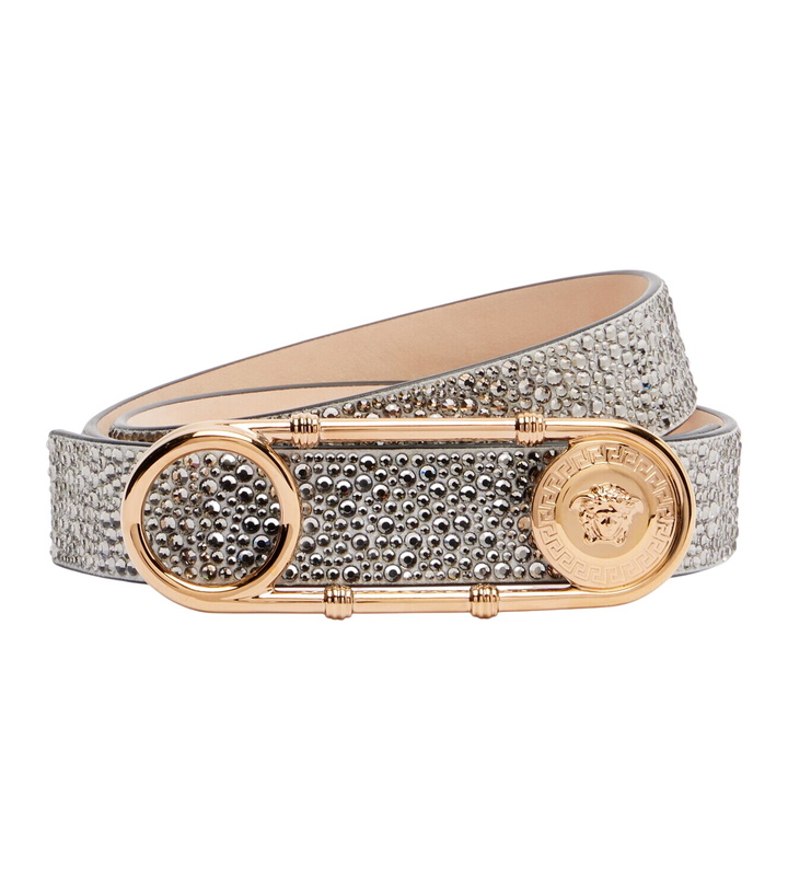 Photo: Versace Safety Pin embellished leather belt