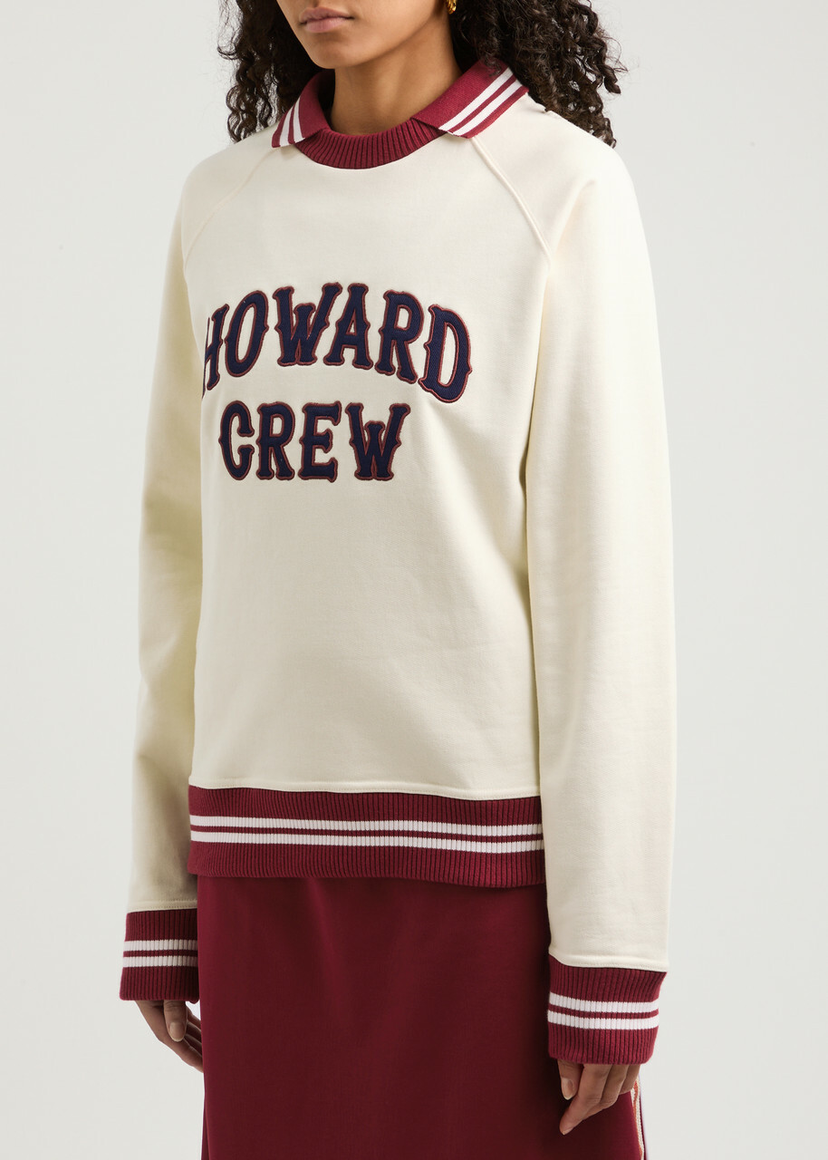 Wales Bonner Crew Embroidered Cotton Sweatshirt Ivory