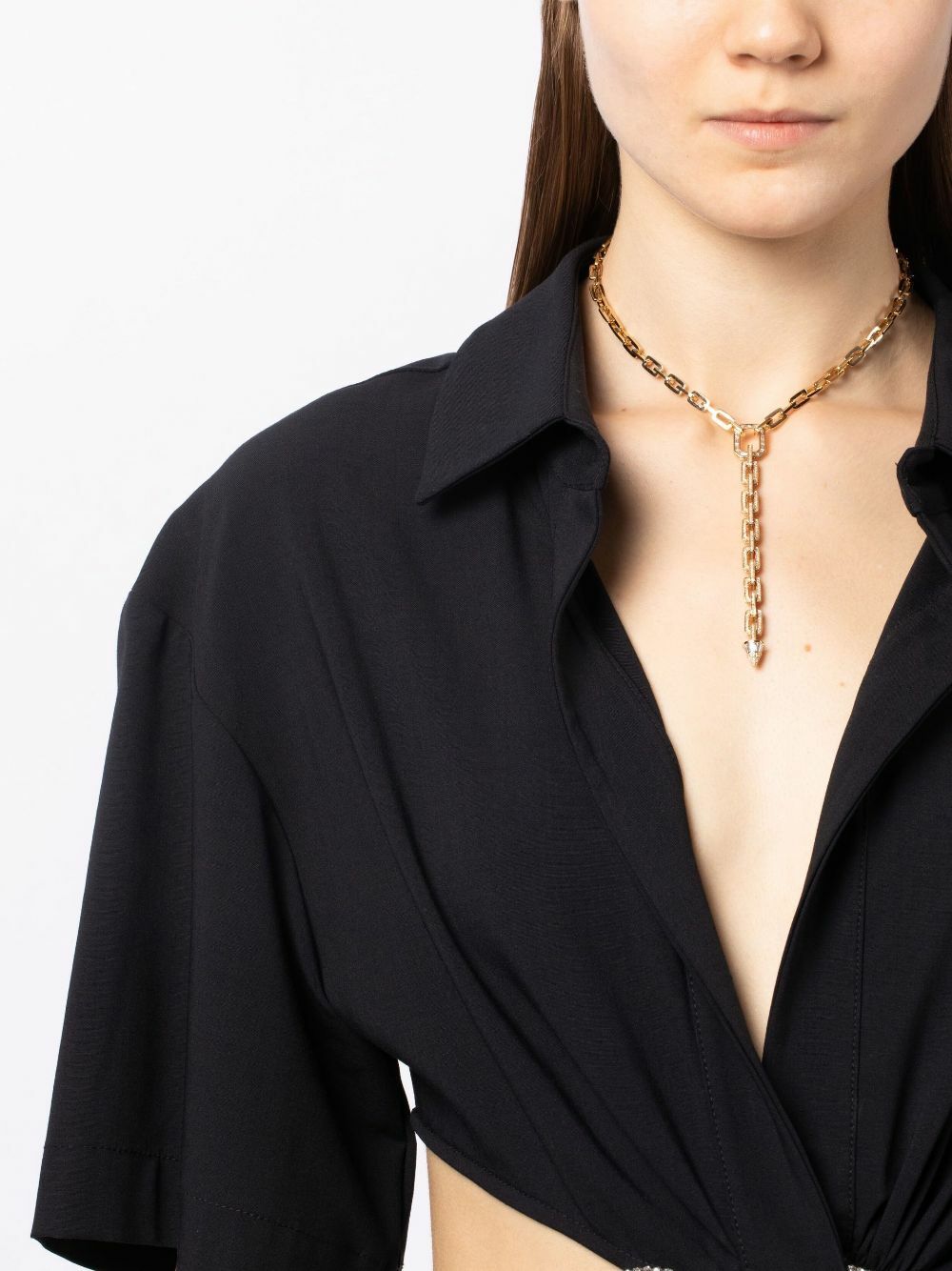 SHAY 18K Yellow Gold Mini Deco Link Lariat Diamond Necklace