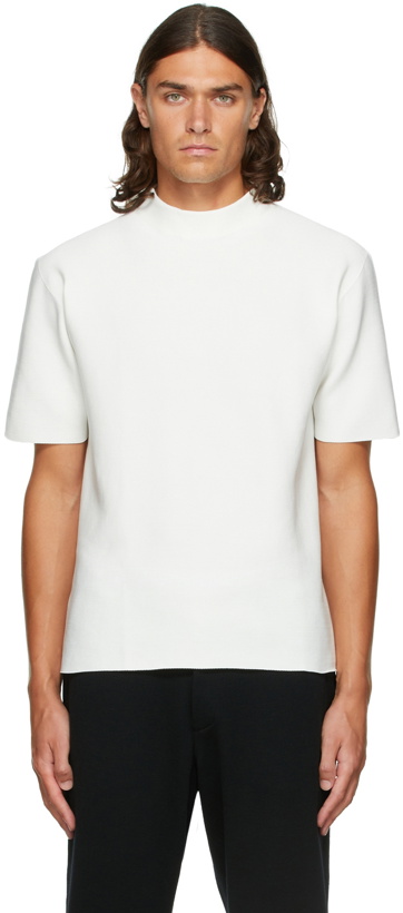 Photo: CFCL White Garter Mock Neck T-Shirt