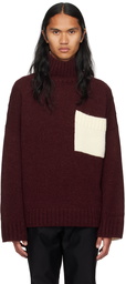 JW Anderson Burgundy & White Patch Pocket Turtleneck