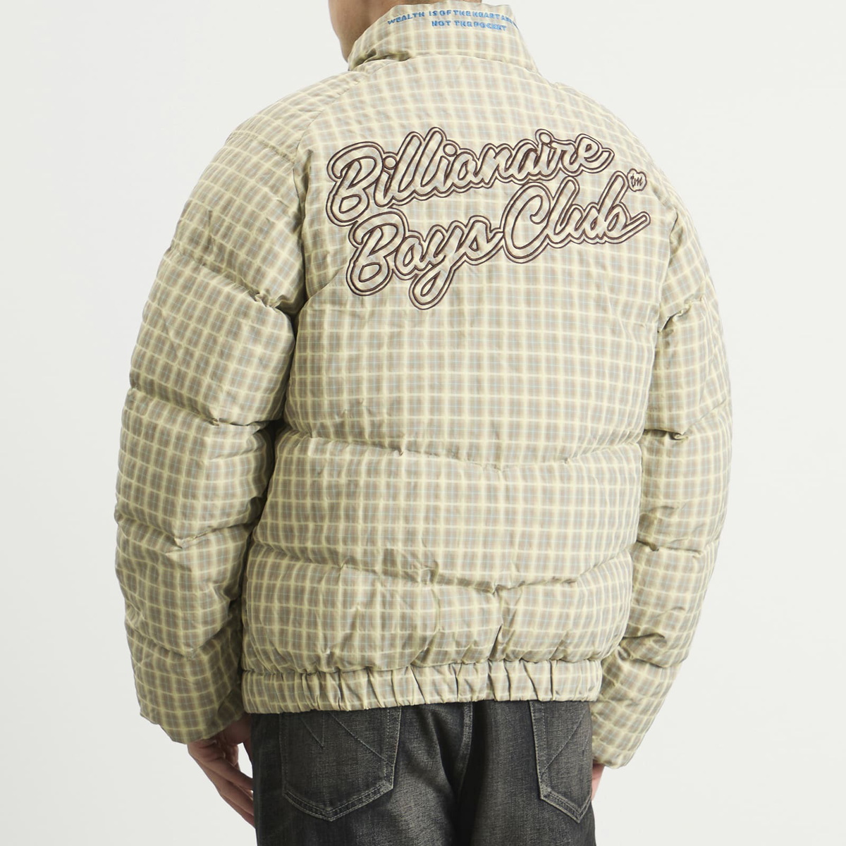 Billionaire Boys Club Men's Script Nylon Check Puffer Jacket in Brown Check