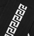 Versace - Logo-Intarsia Stretch Cotton-Blend Socks - Black