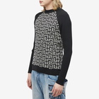 Balmain Men's Marble Monogram Knit Crew Sweat in Black/Natural