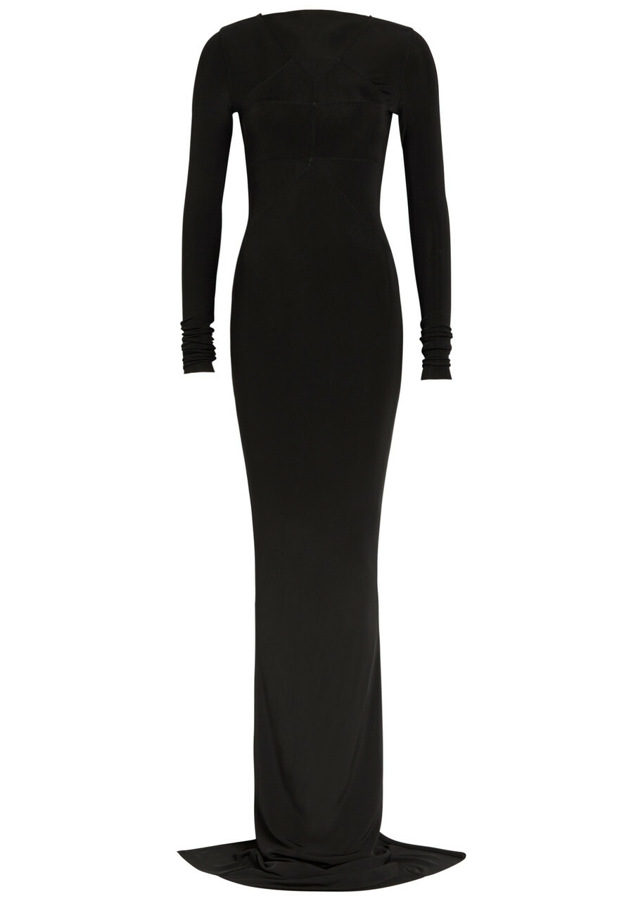 Rick Owens Temple Panelled Stretch-tulle Gown Black