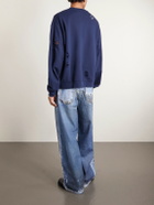 Acne Studios - Franziska Oversized Distressed Logo-Print Cotton-Blend Jersey Sweatshirt - Blue