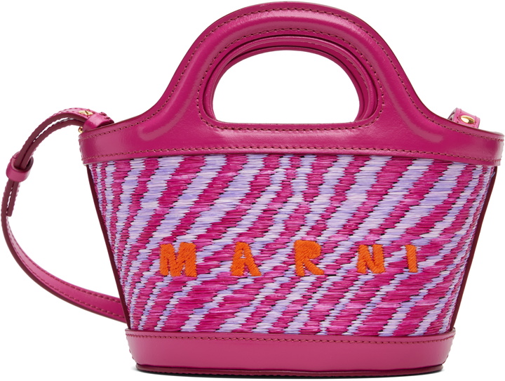 Photo: Marni Pink Wavy Raffia-Effect Tropicalia Micro Tote