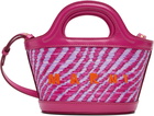 Marni Pink Wavy Raffia-Effect Tropicalia Micro Tote