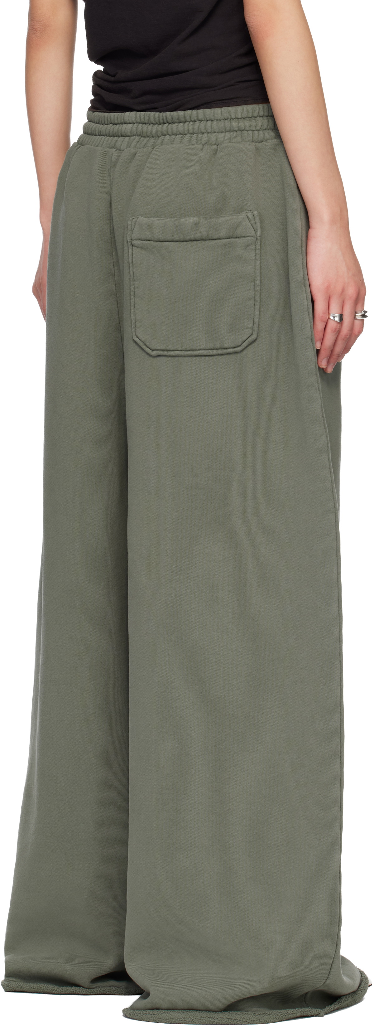 LU'U DAN Green Raw-Cut Bontan Sweatpants