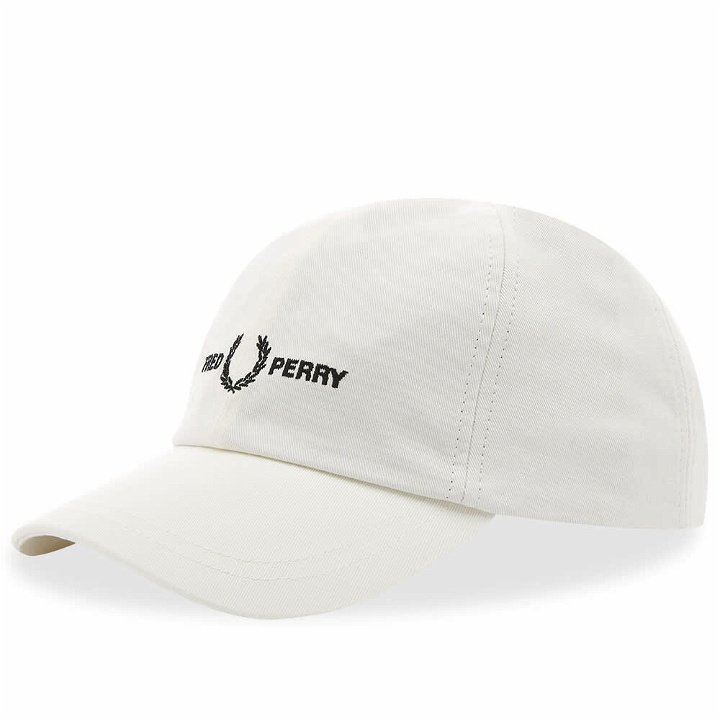 Photo: Fred Perry Authentic Men's Graphic Branded Twill Cap in Snow White
