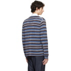 Maison Margiela Blue Striped Wool Cardigan