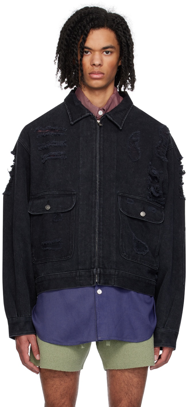 Photo: Glass Cypress Black Distressed Denim Jacket