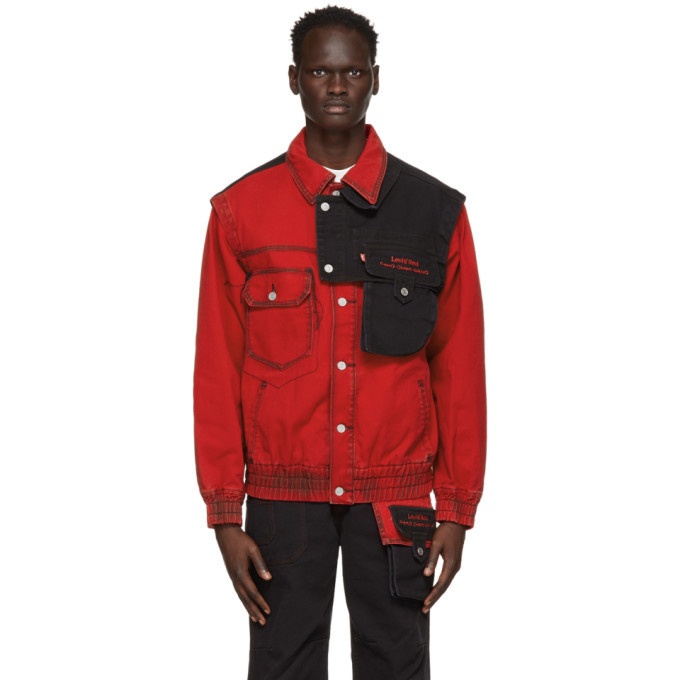 Photo: Feng Chen Wang Red and Black Levis Edition Twill Oversized Jacket
