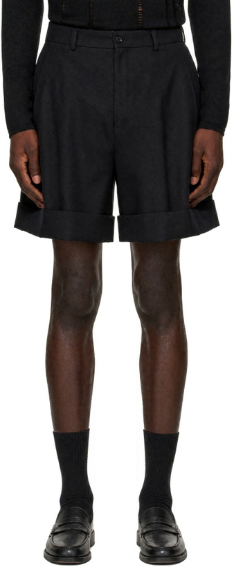 Photo: Comme des Garçons Homme Plus Black Double Weave Wool Hard Treated Shorts
