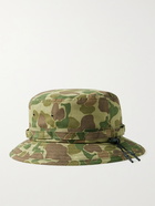 BEAMS PLUS - Camouflage-Print Cotton-Herringbone Bucket Hat - Green