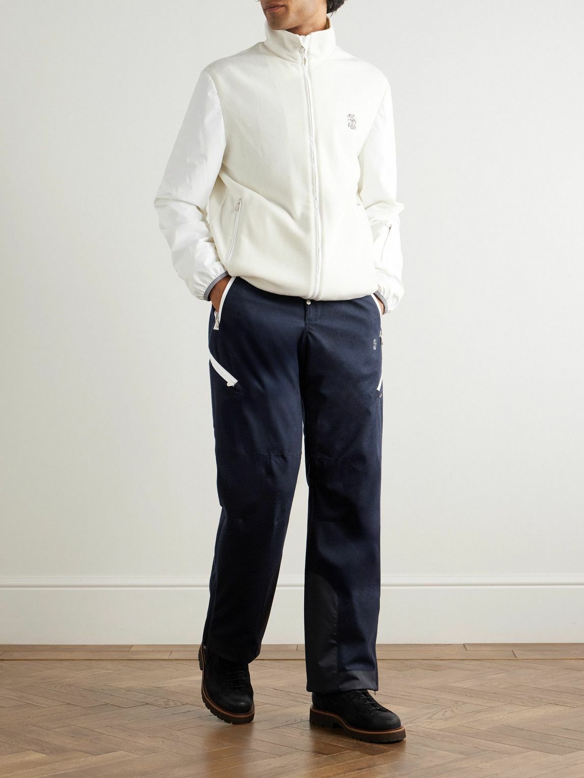 Brunello Cucinelli - Straight-Leg Padded Shell-Trimmed Wool-Felt Ski Pants - Blue