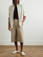 LEMAIRE - Twisted Wide-Leg Belted Garment-Dyed Denim Shorts - Neutrals