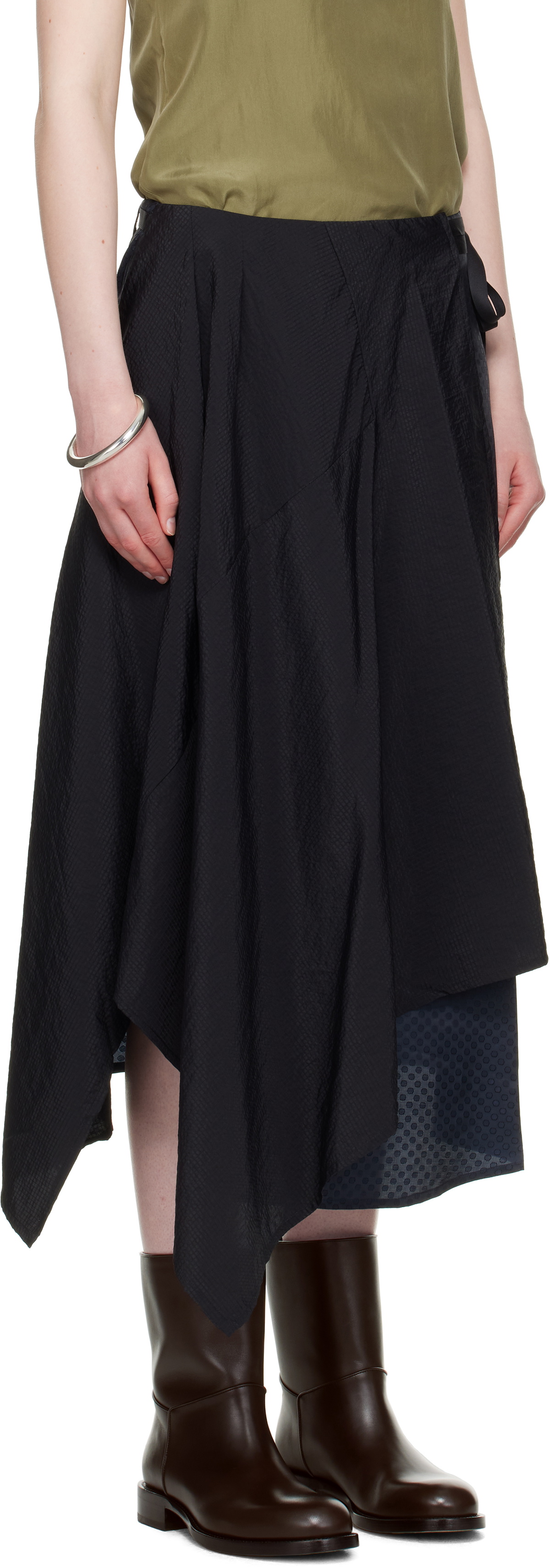 スカート EMPORIO ARMANI Design Skirt Emporio Armani Pleated Striped Side-Slit Midi Skirt | Neiman