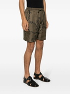 Nanushka Green Abstract-Print Silk Shorts