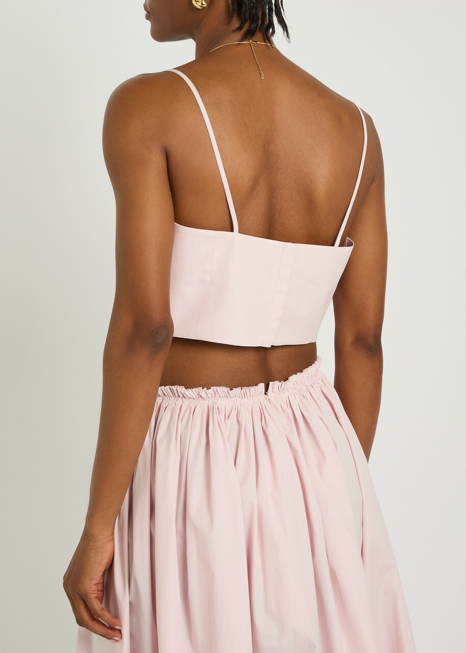 Gabriela Hearst Nadir Cropped Cotton-poplin top Light Pink