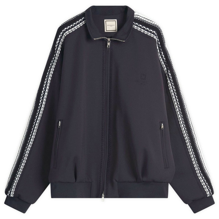 Photo: Wooyoungmi Men's Crochet Tape Track Jacket in Navy