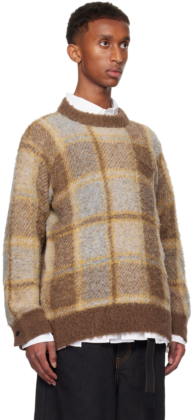 sacai - 2017aw sacaiニット sacai Brown Plaid Knit Sweater Sacai