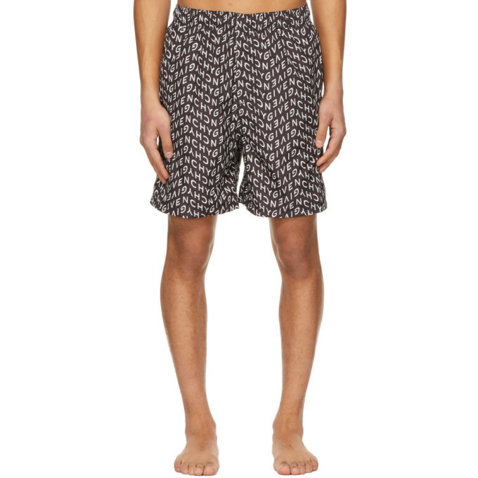 Photo: Givenchy Black and White Allover Refracted Logo Shorts