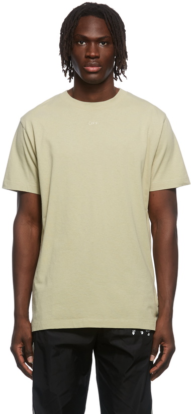 Photo: Off-White Taupe Rubber Arrow Bonded Logo T-Shirt