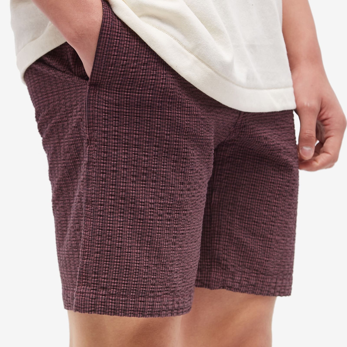 Gramicci Men's O.G. Seersucker G-Short in Dusty Maroon Garment Dyed