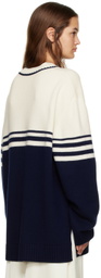 Wales Bonner Off-White & Navy Intarsia Sweater