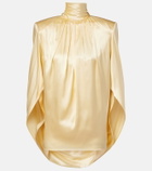 Mugler Draped silk-blend satin top