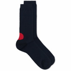 Blue Blue Japan Men's Back Japanese Flag Sock in Navy