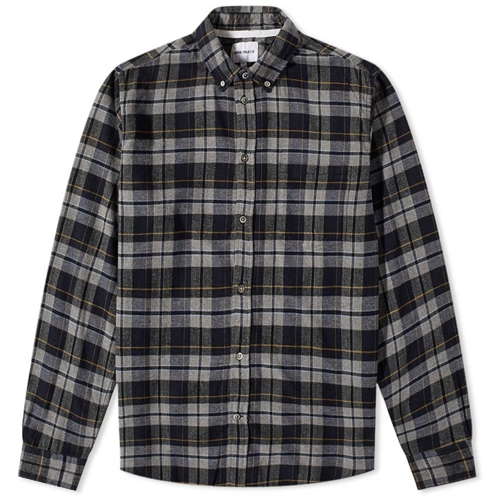 Photo: Norse Projects Men's Anton Brushed Flannel Check Button Down Shirt in Medium Grey
