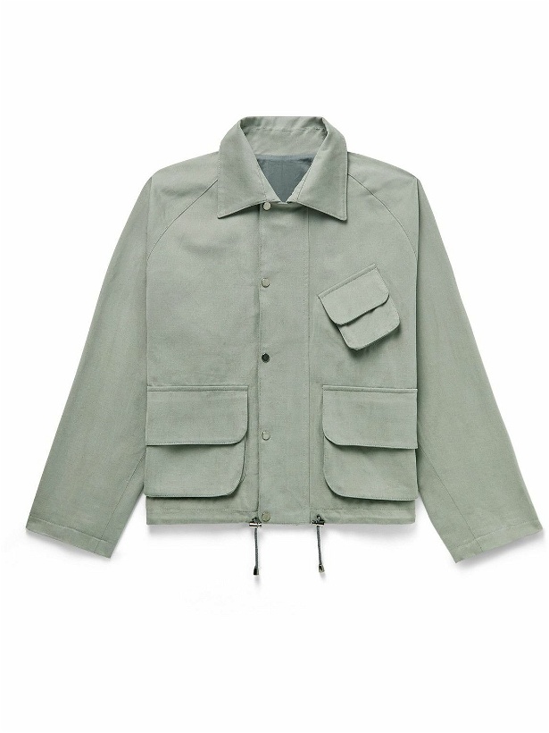 Photo: Stòffa - Cropped Peached Cotton-Twill Jacket - Green