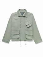 Stòffa - Cropped Peached Cotton-Twill Jacket - Green