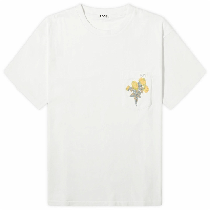 Photo: BODE Men's Embroidered Bouquet Pocket T-Shirt in Cream