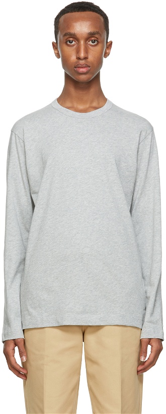 Photo: Comme des Garçons Shirt Grey Back Logo Long Sleeve T-Shirt