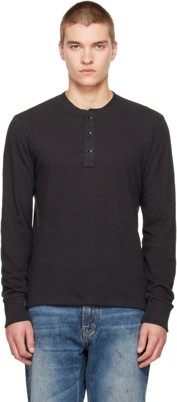Photo: rag & bone Black Classic Slub Henley