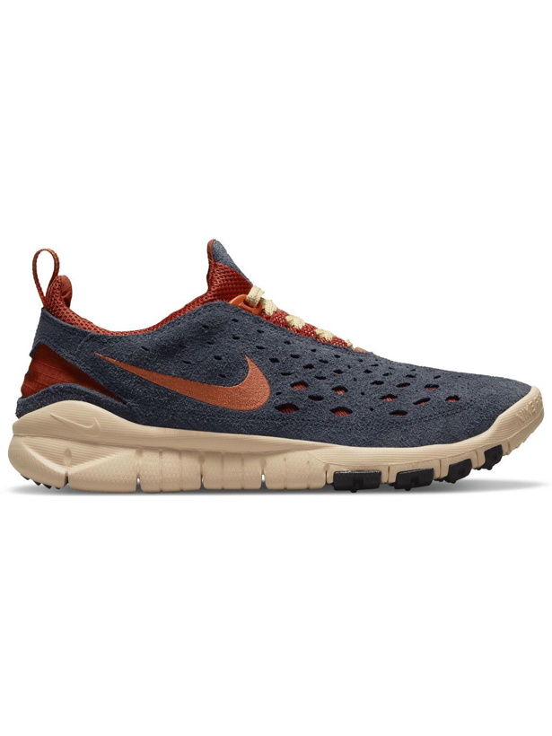 Photo: Nike - Free Run Trail Perforated Suede and Mesh Sneakers - Blue