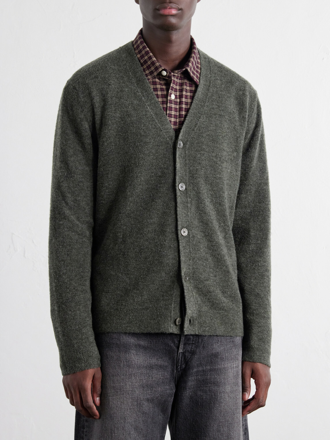NN07 - Gavin 60073 Bouclé Wool-Blend Cardigan - Green