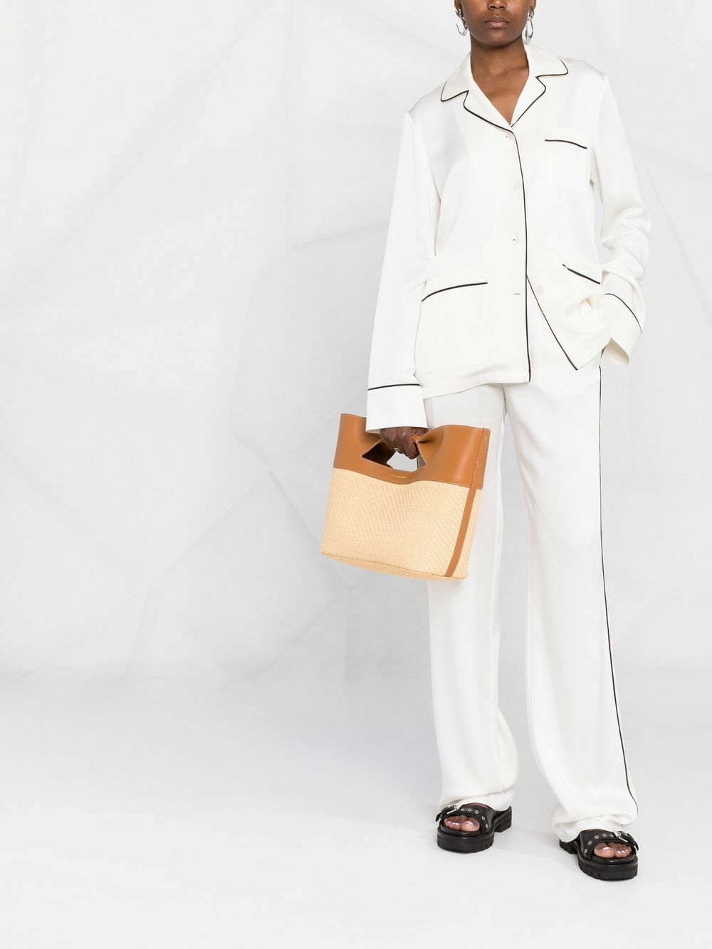 ALEXANDER MCQUEEN - The Bow Leather And Raffia Tote Bag