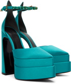 Versace Blue Aevitas Pointy Platform Heels