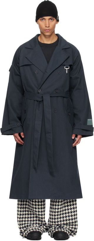 Photo: Reese Cooper Navy Cotton Twill Double Breasted Trench Coat