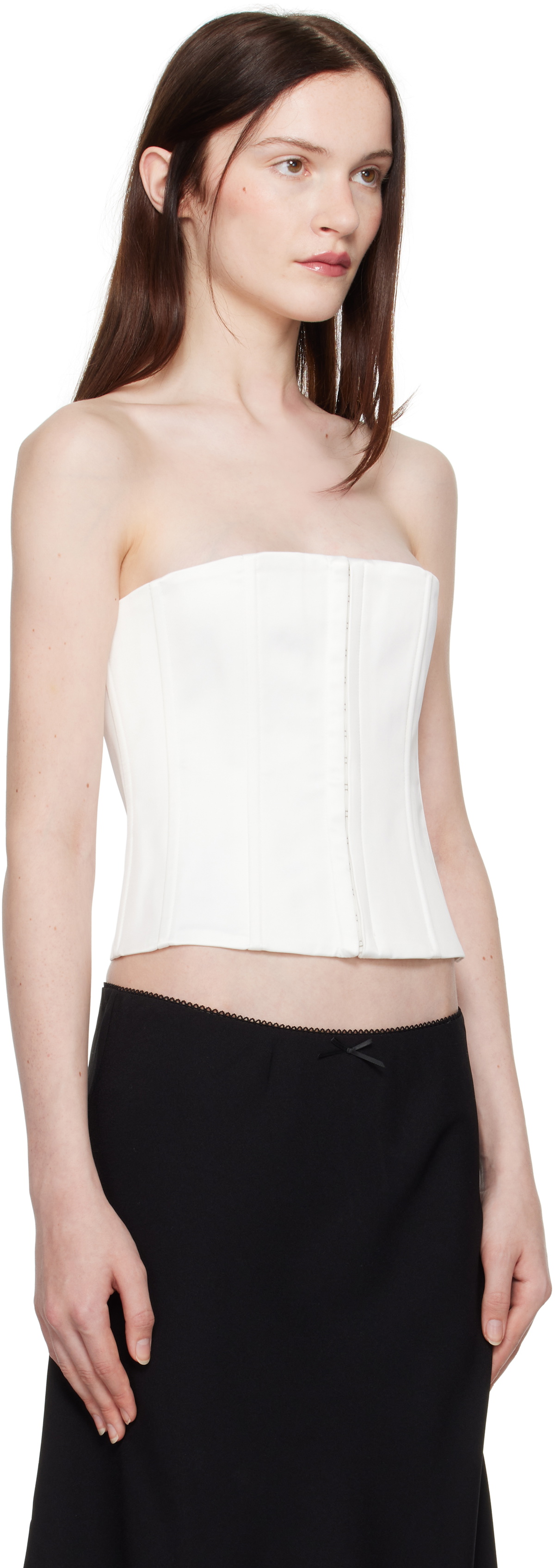 GUIZIO White Satin Corset Top