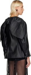 Simone Rocha Black Sculpted Belt Detail & Back Bow Leather Biker Jacket