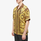 Versace Men's Baroque Croc Silk Vacation Shirt in Caramel/Black/Gold