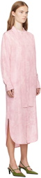 UMBER POSTPAST Pink Natural Coccus Dyed Silk Shirt Midi Dress